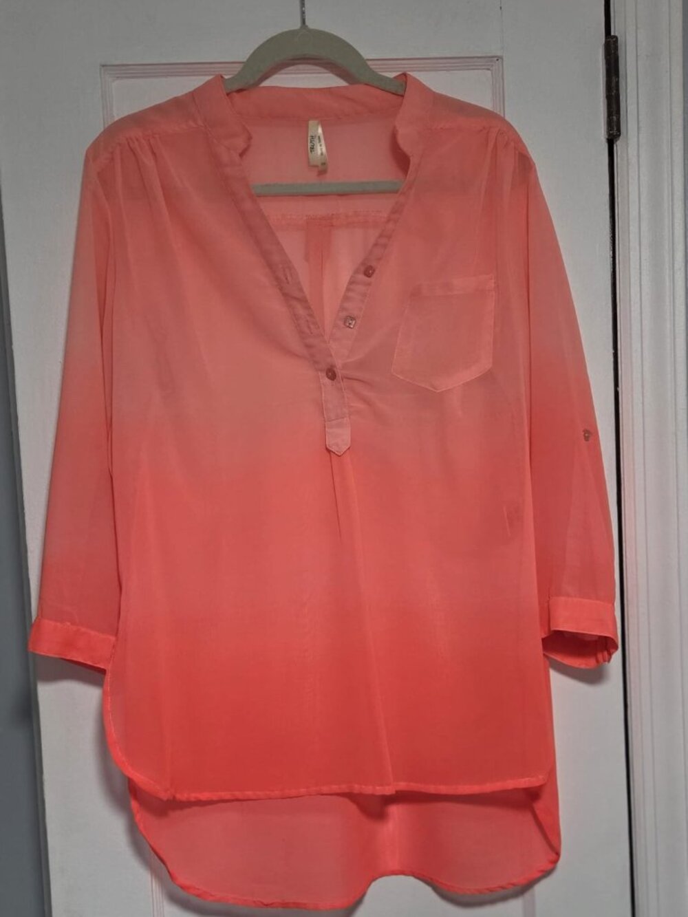Sheer coral blouse
